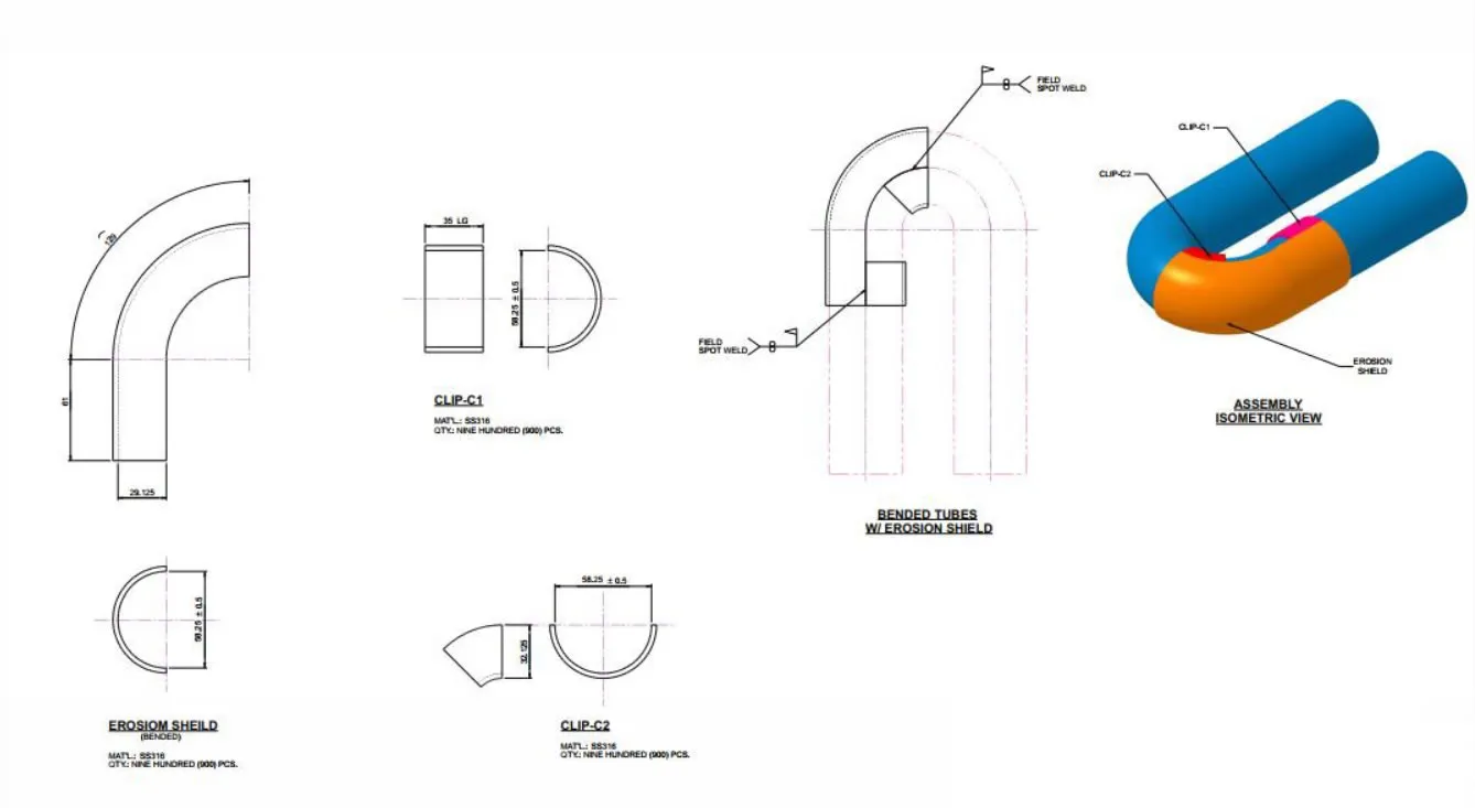 SS316 Shields for Bended Tubes