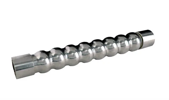 Close-up view of stainless steel corrugated tube